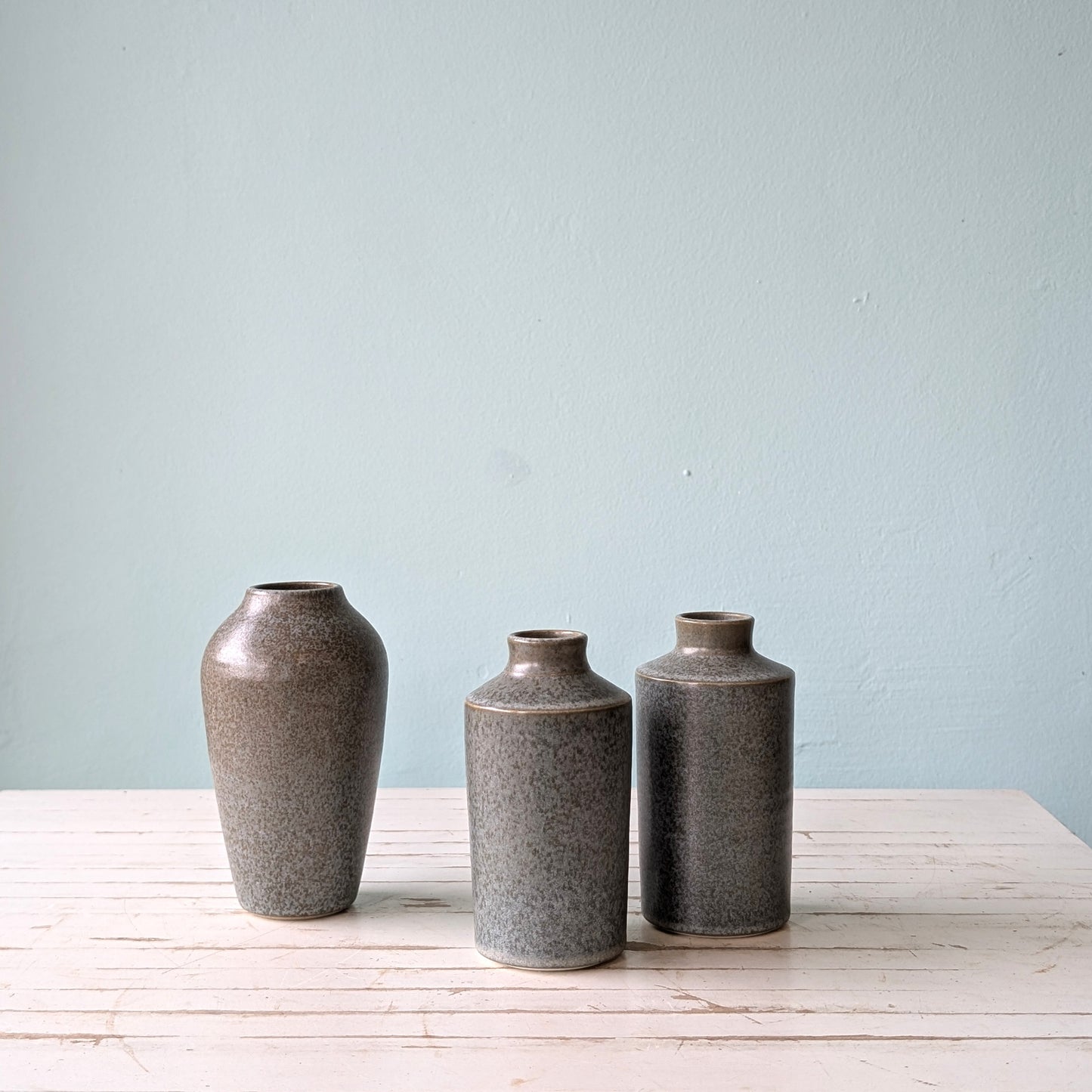 Three bud vases in slate colour by Asahi So