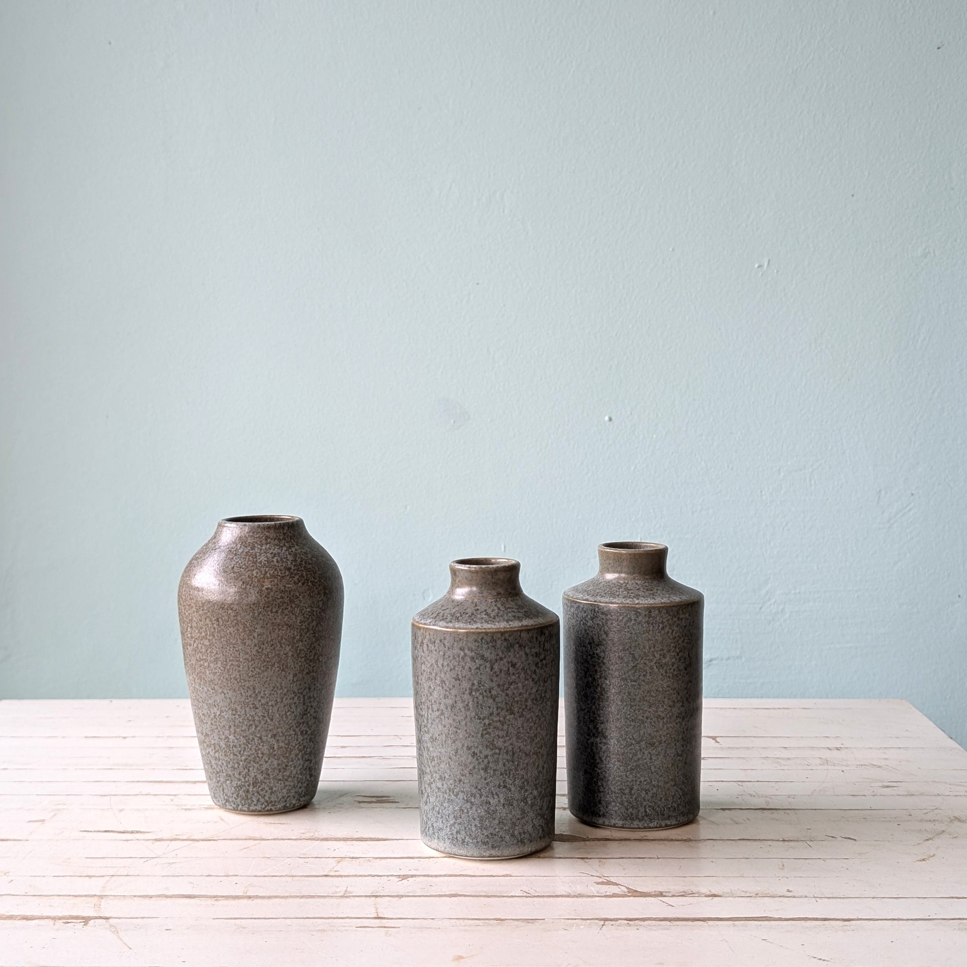 Three bud vases in slate colour by Asahi So