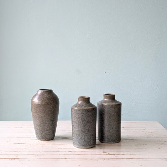 Three bud vases in slate colour by Asahi So