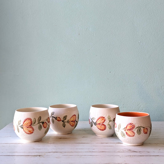 Dariya Gratte carved porcelain wildflower bowl orange