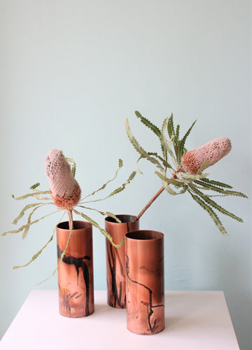 Abstract Brushed Copper Vase by Greybox Design