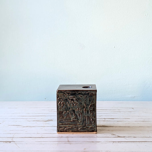 Linocut Tree Square Vase LV162 (Linda Visser)