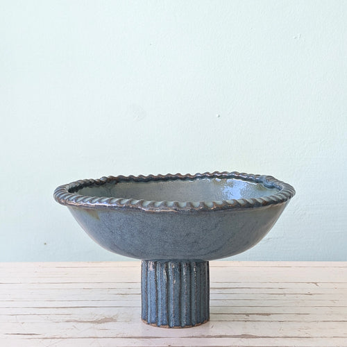 Maria Lacey large footed bowl blue