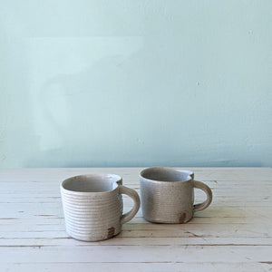 Snow Monkey Pottery textured stoneware mug grey